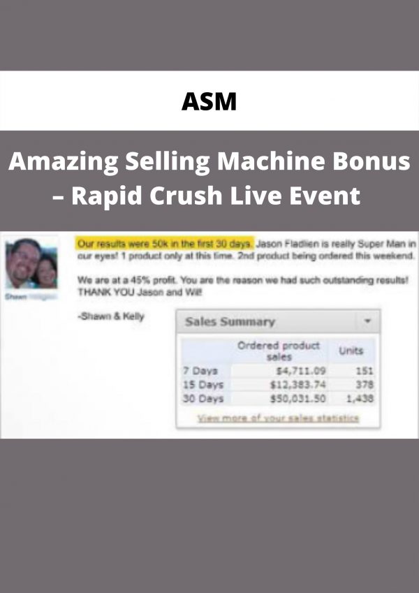 Amazing Selling Machine Bonus – Rapid Crush Live Event By Asm