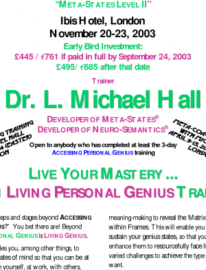 Michael Hall – Living Personal Genius
